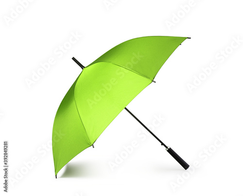 green umbrella isolated on white background