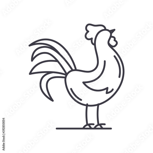 Chicken icon, linear isolated illustration, thin line vector, web design sign, outline concept symbol with editable stroke on white background.