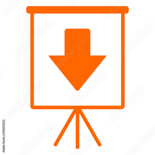 Pfeil nach unten und Flipchart