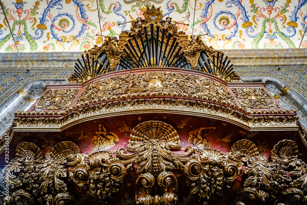 Organ of a church in the city of Coimbra in Portugal