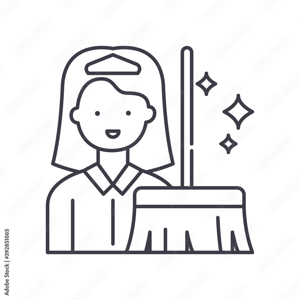Clean service icon, linear isolated illustration, thin line vector, web design sign, outline concept symbol with editable stroke on white background. Clean service icon, linear isolated illustration, thin line vector, web design sign, outline concept symbol with editable stroke on white background.
