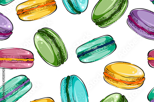 Seamless pattern of macarons, color vector
