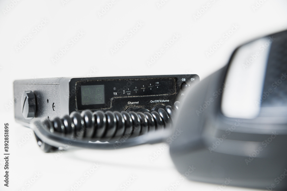 Black CB radio. Radio wave communication concept. Provision of information  via walkie-talkies, remote radio. Stock Photo | Adobe Stock