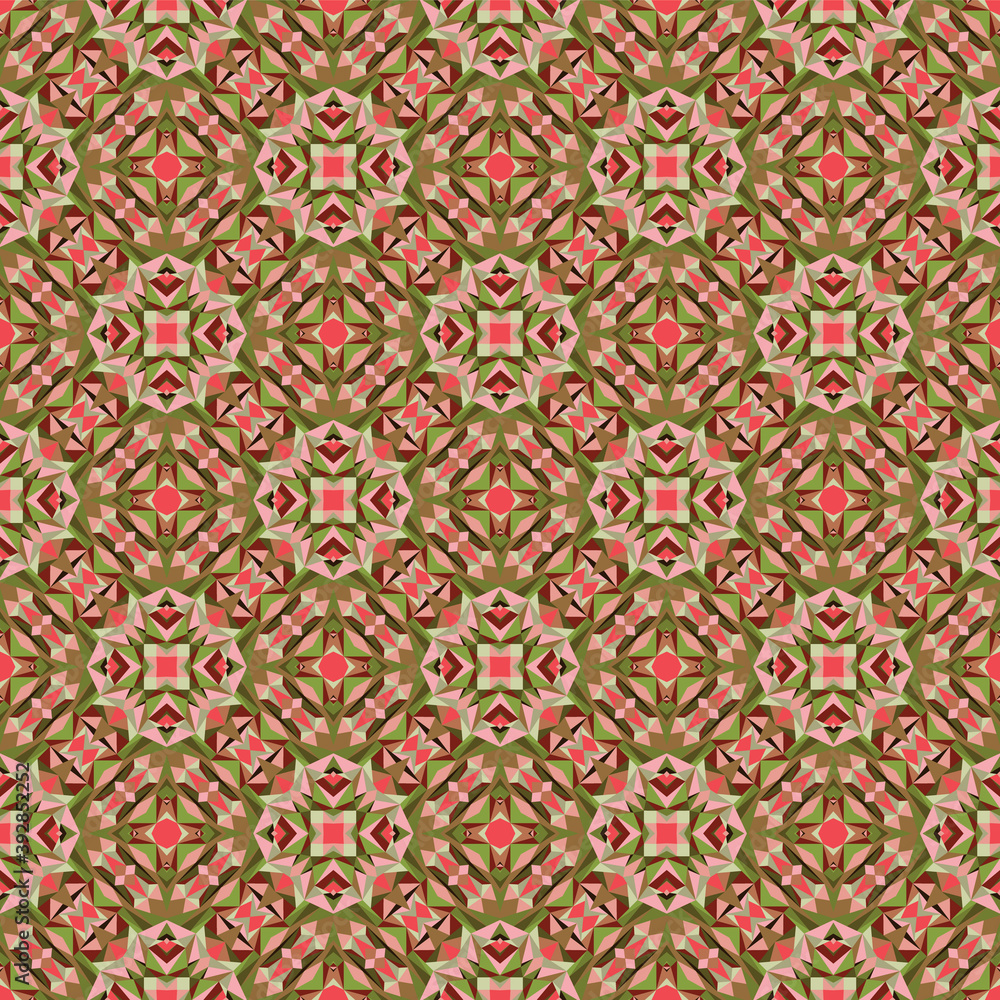 Geometric seamless pattern, abstract colorful background, fashion print, vector texture for textile, fabric, wallpaper, wrapping paper, decoration.