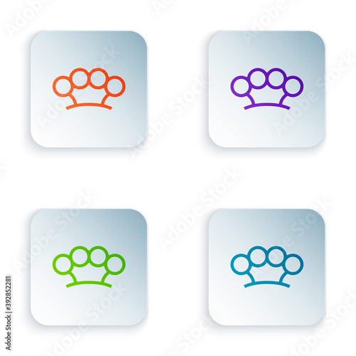 Color Brass knuckles icon isolated on white background. Set colorful icons in square buttons. Vector.