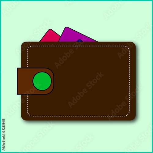 Simple brown wallet with white stitching vector illustration
