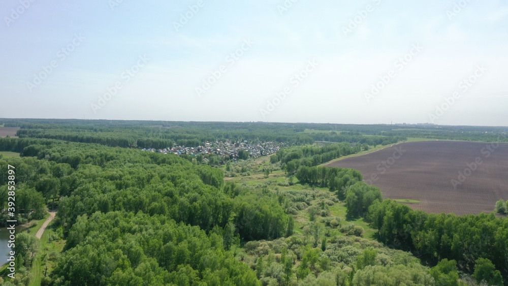 Agricultural fields and reservoirs. Photos taken from a quadrocopter Agricultural fields and reservoirs. Photos taken from a quadrocopter