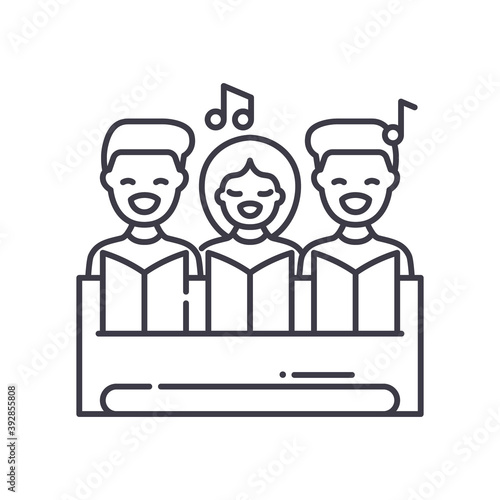 Chorus icon, linear isolated illustration, thin line vector, web design sign, outline concept symbol with editable stroke on white background.