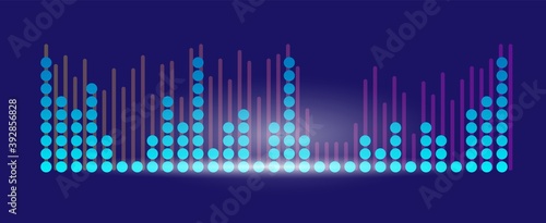 Audio player, music equalizer with sound wave rhythm vector