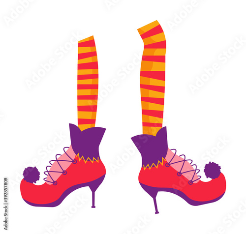 Female christmas elfin feet isolated on white background