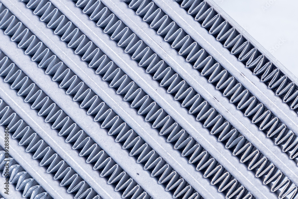 Details of the car engine radiator. Details of the car engine radiator.