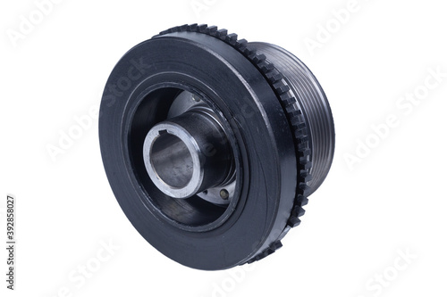 Obraz na płótnie Car crankshaft damper on isolated white background