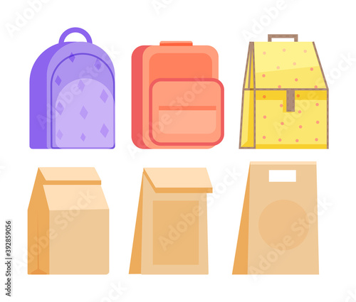 Schoolkid meal bag for dinner isolated on white background