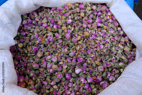 Morocco Marrakesh - Colorful Clover blossoms of a spice dealer photo