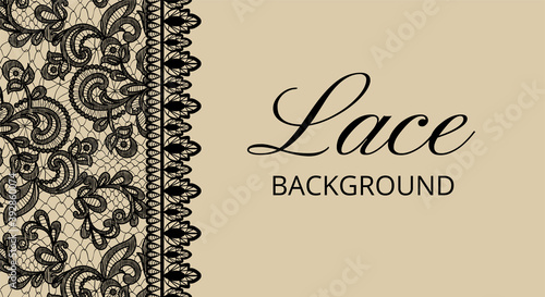 Template of greeting or wedding invitation card with lace frame