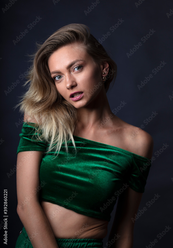 portrait of a young woman, shooting in a photo studio portrait of a young woman, shooting in a photo studio