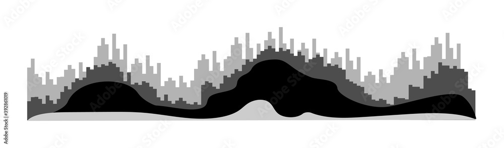 Black-and-white sound wave isolated on white background