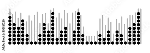 Sound wave chart with circle, line design isolated on white