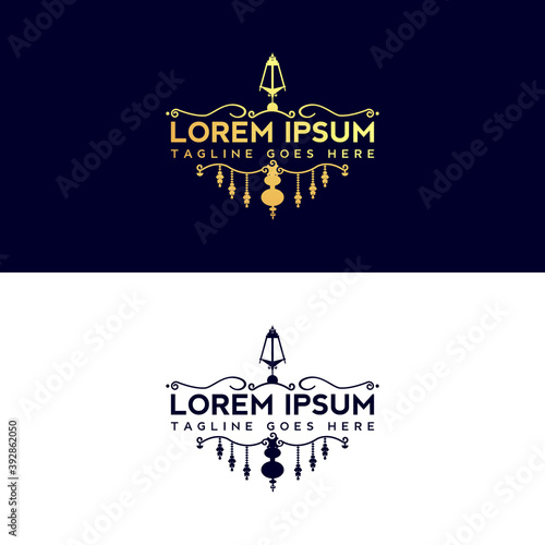 Chandelier Luxury Vintage Elegant Logo, Home Decor Store, hotel, furniture, decor, fashion businesses, or for any other luxury-related companies.