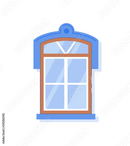 Residential house window structure on white background