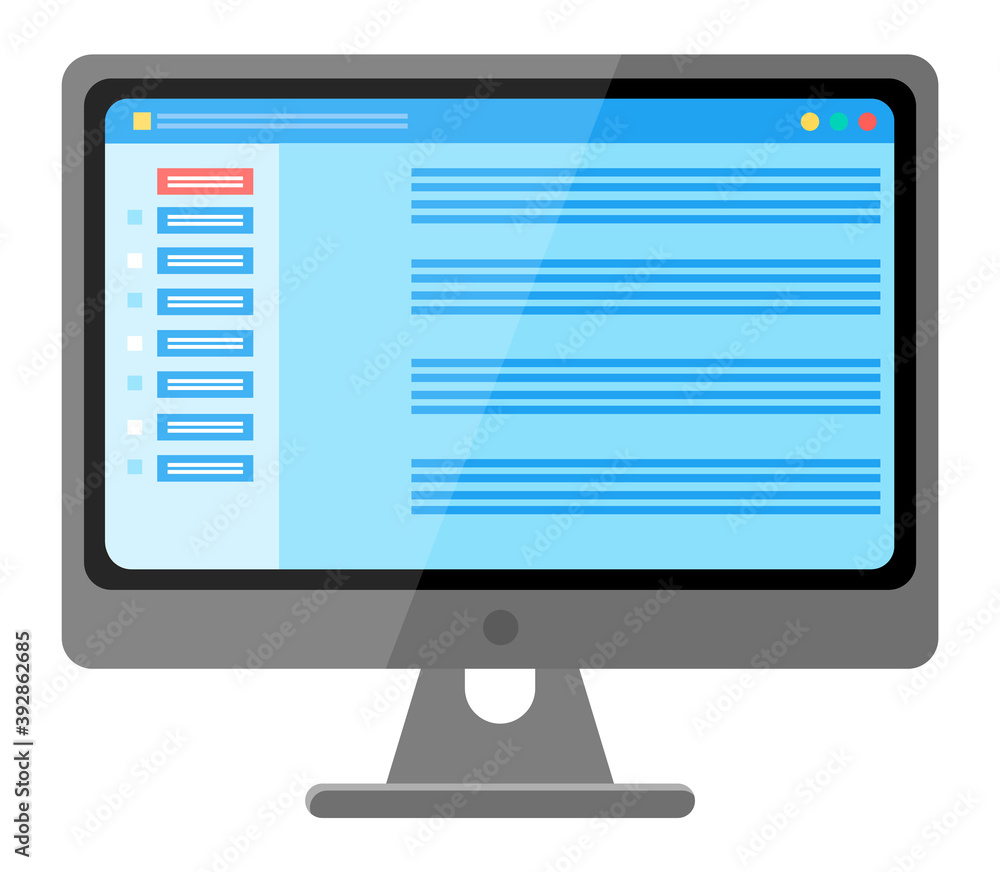 Table software computer screen with financial accounting data, database, information site page. Monitor screen with audit investigation document, landing of an online store, educational resource Table software computer screen with financial accounting data, database, information site page. Monitor screen with audit investigation document, landing of an online store, educational resource