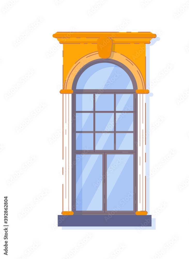 Government office, library window exterior isolated on white
