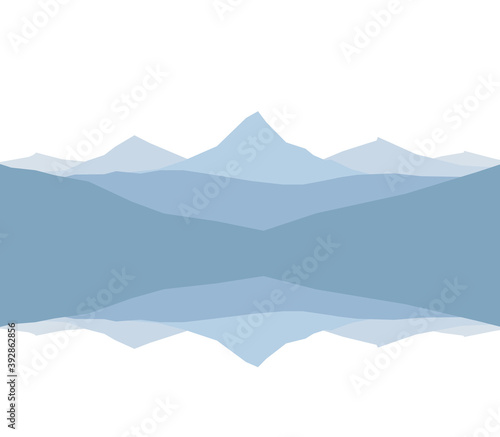 Vector Graphic Mountain Lake landscape with reflection.