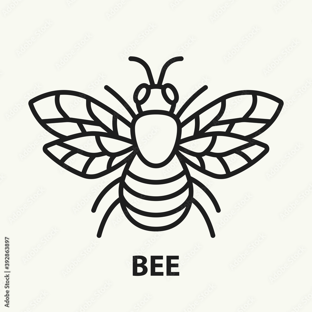 Obraz premium Bee flat line icon. Vector illustration.