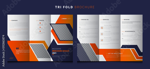 Trifold Brochure. Colorful Business, Advertising, Company Brochure. Editable Brochure Template. 3 fold, z fold brochure