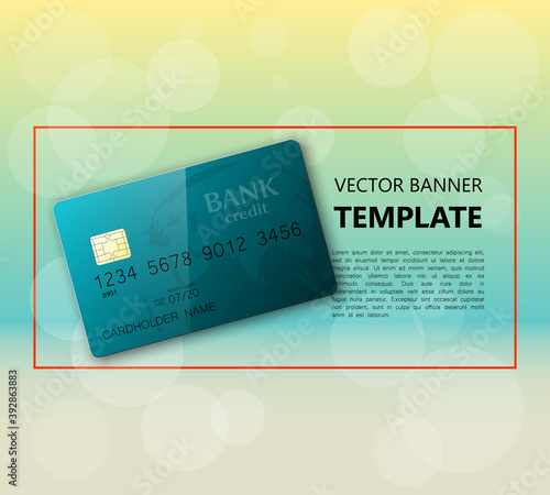 Special business bank banner. Credit bank card banner. Abstract advertising background plastic card icon. Advertising discount poster. online banking tag flyer, Promotional internet shopping brochure