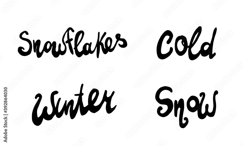Snow doodle illusatration. Hand drawn typography isolated on white background. Winter season, Christmas celebration Snow doodle illusatration. Hand drawn typography isolated on white background. Winter season, Christmas celebration