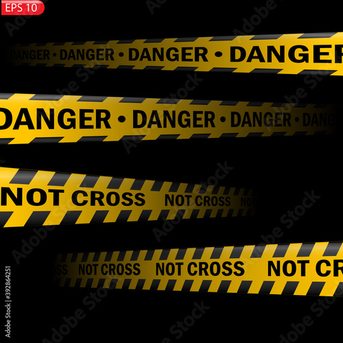 Black and color caution lines isolated. Realistic warning tapes. Danger signs