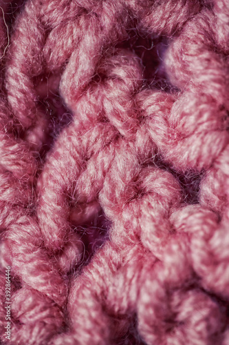 Texture of hand-knitted wool close-up