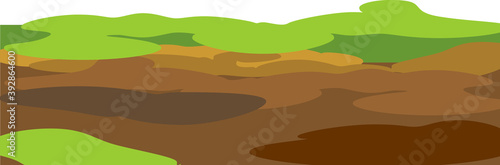 Abstract agriculture minimalistic landscape with green and plowed field