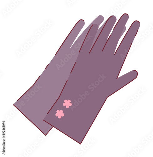 Woman glove pair autumn garment isolated on white background