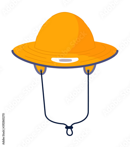 Traveler or scout bowler hat with tie on white background