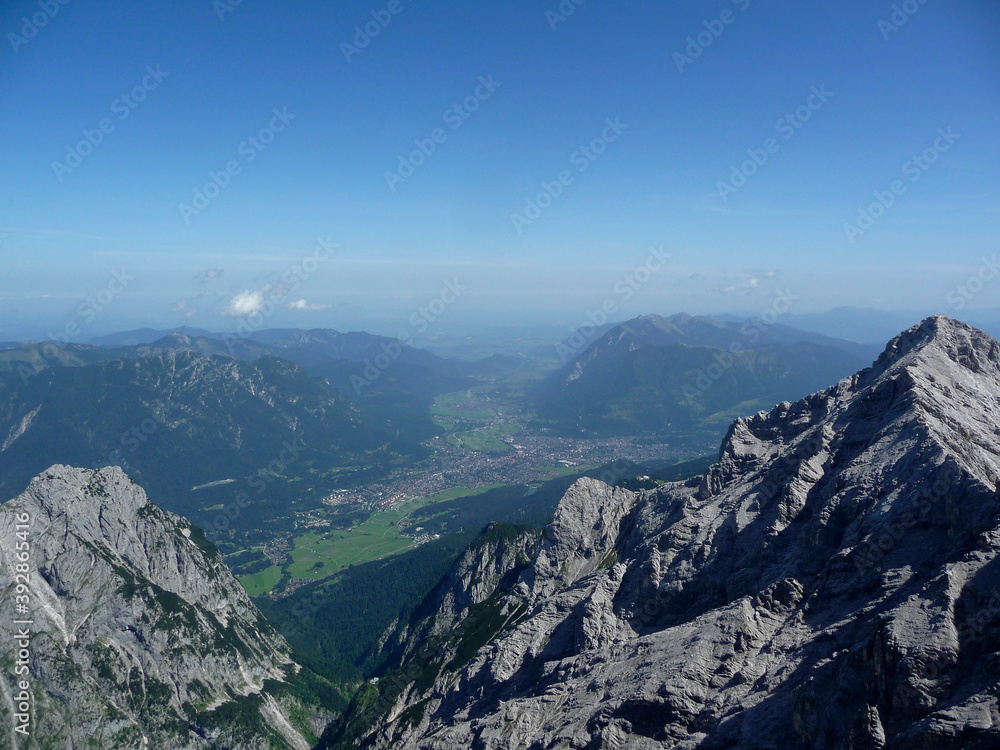 Mountain view of famous climbing route from Jubilaumsgrat to Zugspitze mountain, Germany