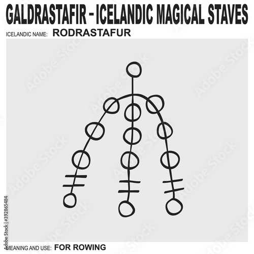  vector icon with ancient Icelandic magical staves Rodrastafur. Symbol means and is used for rowing