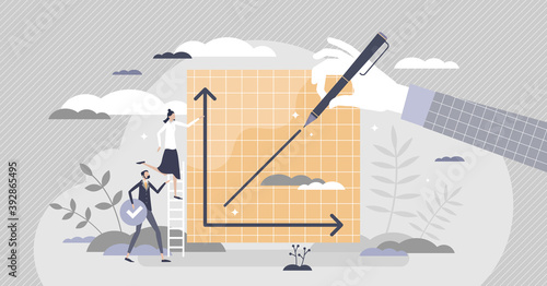 Progress graphic with improvement growth and success rise tiny person concept