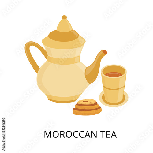 Traditional moroccan tea a flat isolated vector illustration