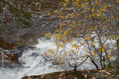 Fototapeta Naklejka Na Ścianę i Meble -  Small waterfalls in the bed of the Sestil de Maíllo stream. Autumn in the Sierra de Guadarrama National Park. Madrid's community. Spain