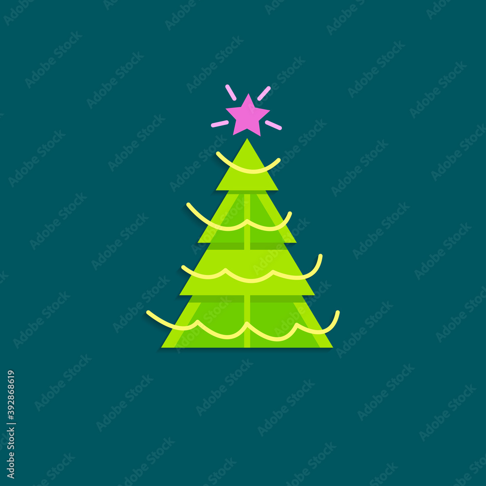 christmas tree isolated vector flat illustration. design element christmas tree isolated vector flat illustration. design element