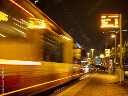 public transport driving at night city street