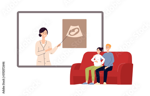 Online lectures and courses for pregnant a vector flat illustration