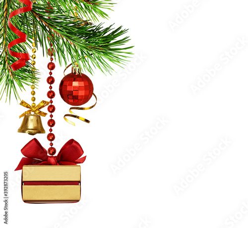 Hanging red and golden deco...