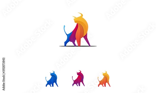 illustration of a bull logo design with nice color