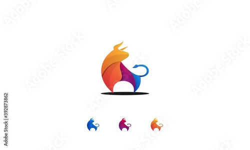 illustration of a animals bull logo design colorfull