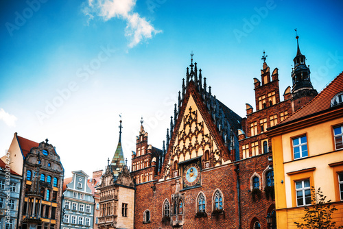 Street view of Old Town  Wroclaw  Poland