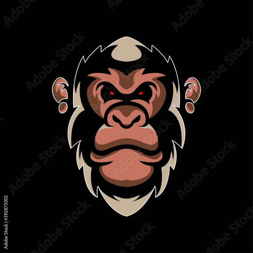 Angry aggressive cartoon monkey  head sport logo template