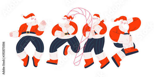 Dancing Santa - Christmas and New Year party - modern flat vector concept illustration of cheerful dancing Santa Claus